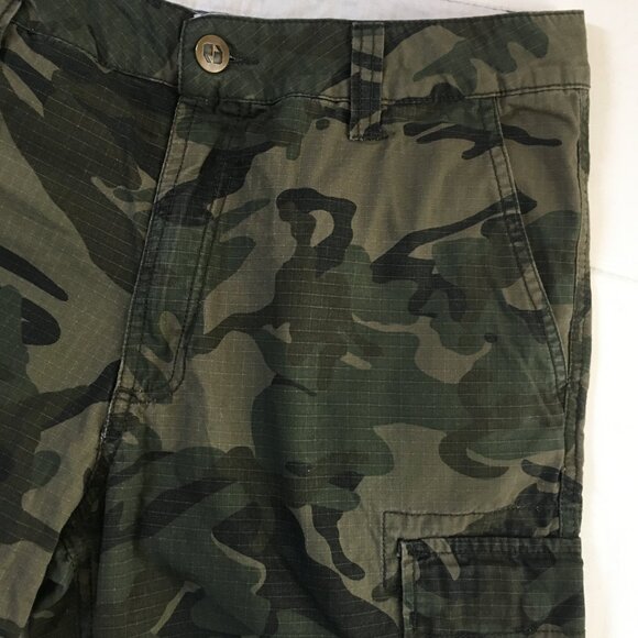 Camouflage Cargo Long Shorts Men's 34 Green Zipper Fly 100% Cotton Army - Picture 6 of 14